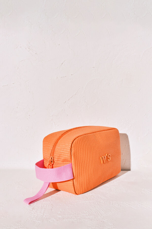 Women'secret Neceser engomado textura rafia azul naranja
