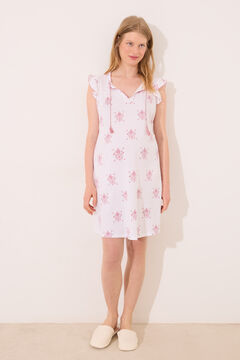 Womensecret Camisón corto " premamá " blanco con estampado floral marfil