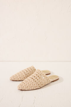 Womensecret Sandalia mule trenzado beige café