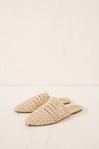 Womensecret Sandalia mule trenzado beige café