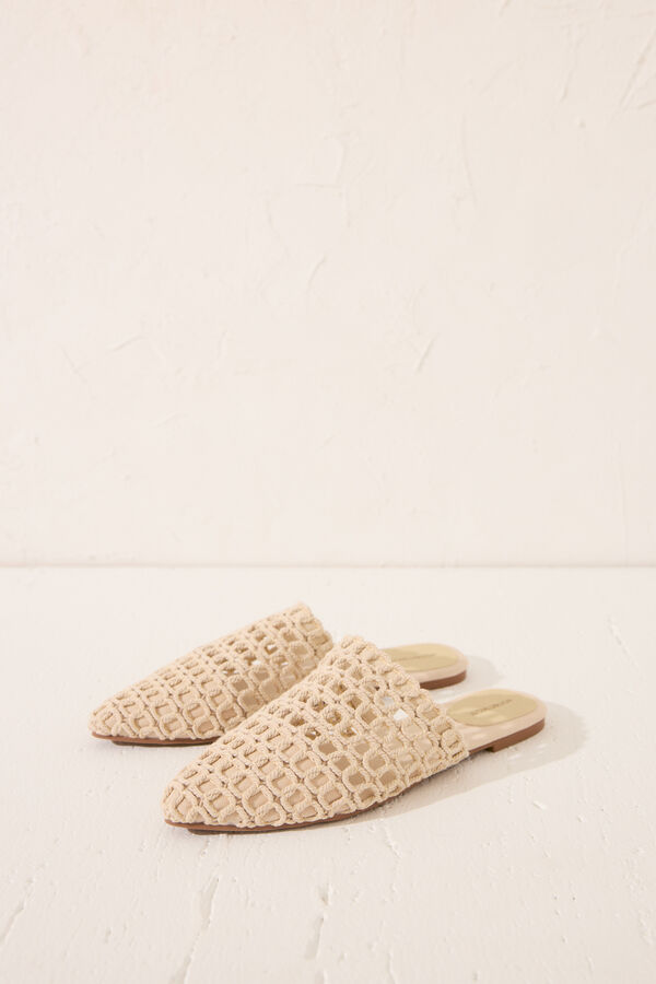 Womensecret Sandalia mule trenzado beige café