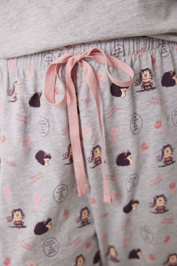 Womensecret Pijama larga 100% algodón Mafalda gris gris