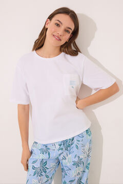 Womensecret Pijama capri 100% algodón con estampado floral marfil