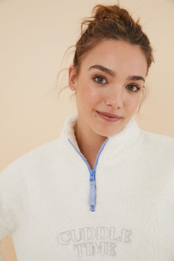 Womensecret Pijama polar Garfield blanco marfil