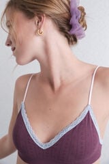 Womensecret Brasier de pointelle burdeos sin costuras púrpura