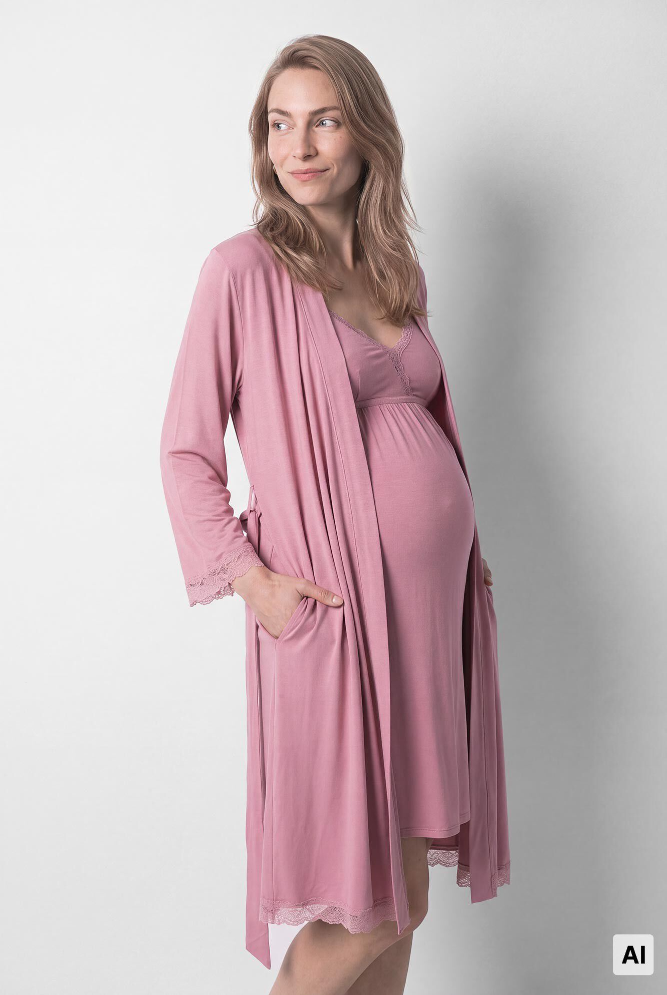 Women'secret Bata midi con cintur&oacute;n rosa
