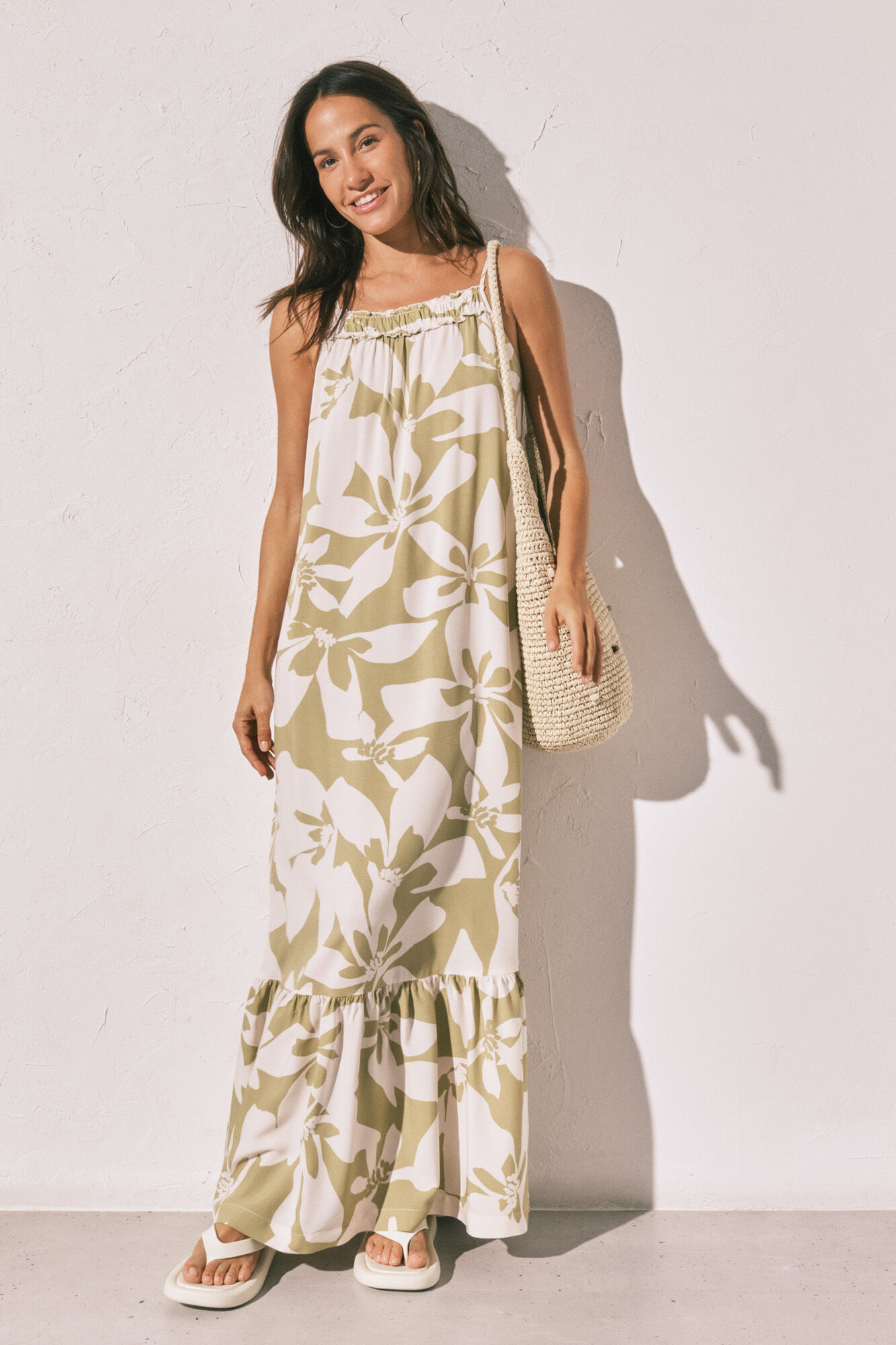 Women'secret Vestido largo de tirantes con estampado floral