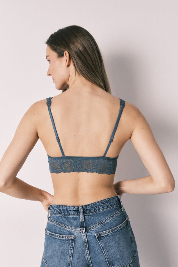 Women'secret Brasier bralette halter de encaje verde azul