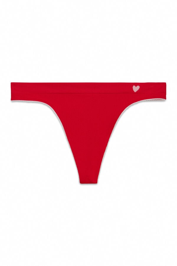 HI&BYE Tanga Seamless acanalado rojo rojo