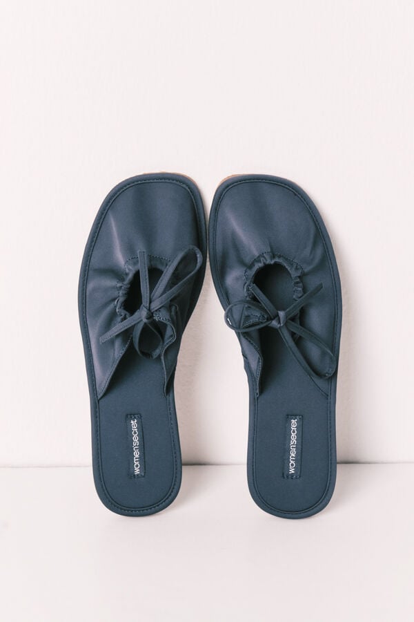 Women'secret Zapatillas de casa de sat&eacute;n azul verde
