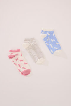 Womensecret Pack de 3 calcetines short con estampado de perro estampado