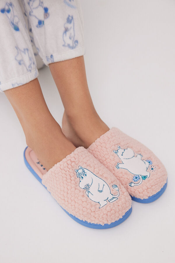 Womensecret Pantufla casa textura rosa Moomin rosa