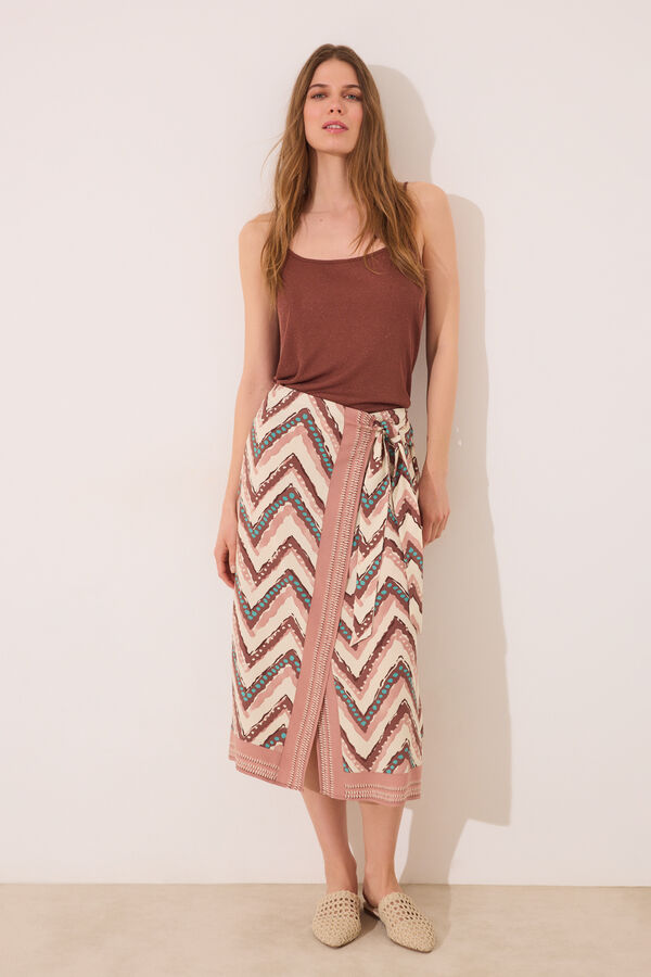Womensecret Pareo midi con estampado tribal café