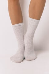 Women'secret Calcetines largos de lúrex gris claro gris