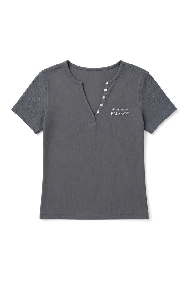 Women'secret Playera manga corta de algod&oacute;n gris gris