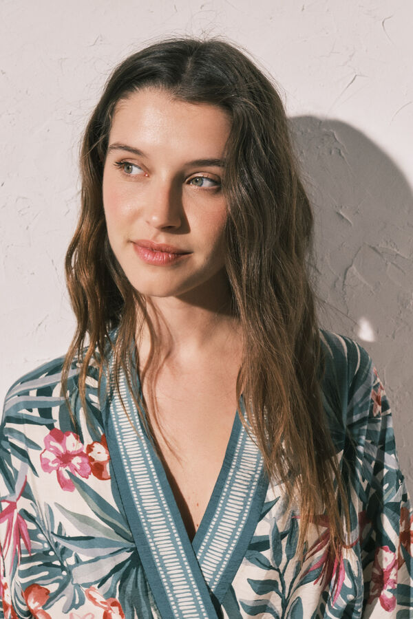 Women'secret Kimono estampado verde verde