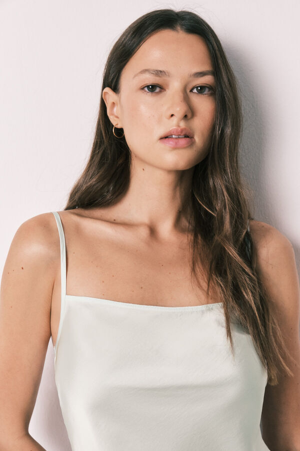 Women'secret Camis&oacute;n midi de tirantes de sat&eacute;n verde verde