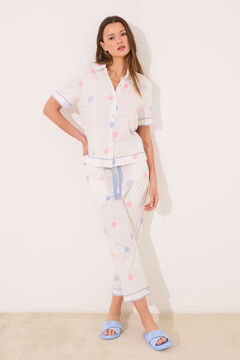 Womensecret Pijama camisera Smiley 100% algodón  marfil