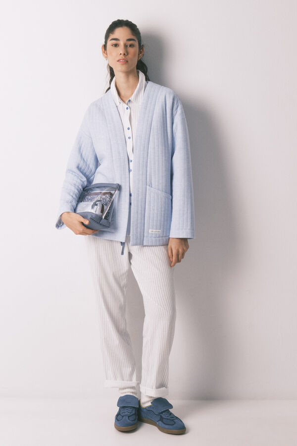 Women'secret Bata corta acolchada azul estampado