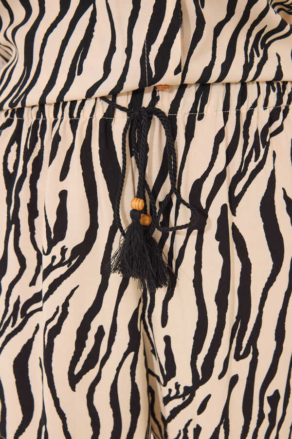 Womensecret Conjunto de camisa y pantalón con estampado animal café