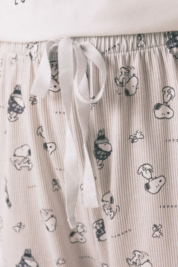 Women'secret Pijama larga de Snoopy 100% algodón blanco