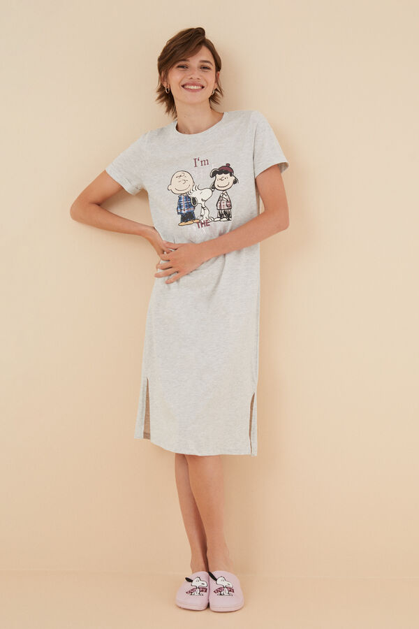 Womensecret Camisón 100% algodón Snoopy & Cía. gris