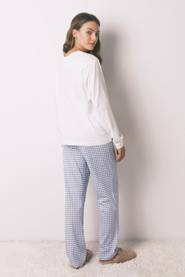 Women'secret Pijama larga  algodón Snoopy Vichy marfil