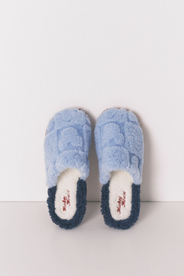 Women'secret Pantuflas para casa de ducha con estampado de Mickey azul estampado