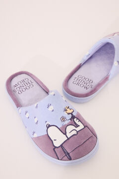 Womensecret Pantuflas para casa moradas de Snoopy estampado