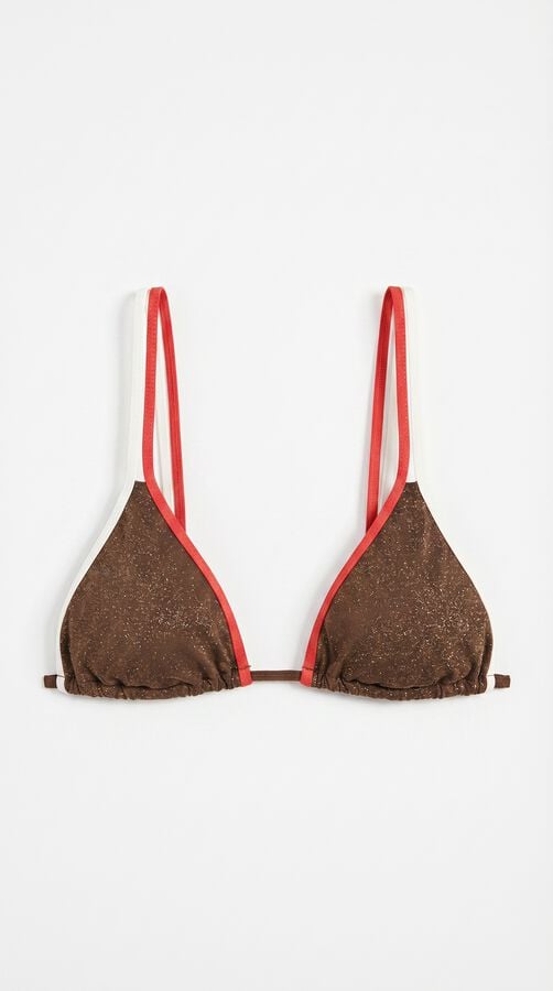 Women'secret Traje de ba&ntilde;o bikini triangular cortina marr&oacute;n lurex caf&eacute;