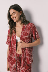 Women'secret Pijama larga camisera estampada de palmeras marfil