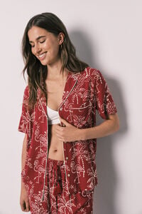 Women'secret Pijama larga camisera estampada de palmeras