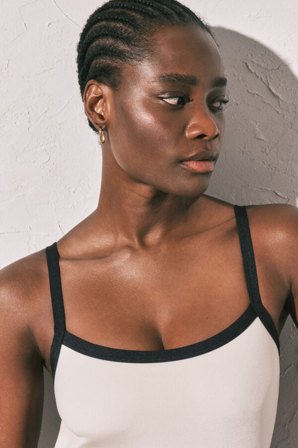 Women'secret Traje de ba&ntilde;o escote recto semi brillante blanco marfil