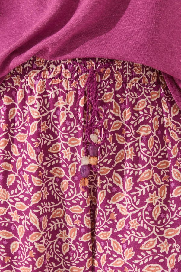 Womensecret Pantalón largo de viscosa con estampado morado/lila estampado