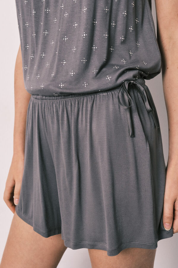Women'secret Pijama corta de tirantes estampada gris