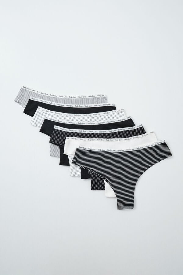 Women'secret Pack 7 bragas brasile&ntilde;a algod&oacute;n estampado B&W estampado