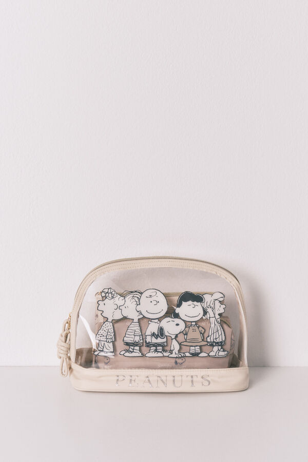 Women'secret Pack de 3 neceseres con estampado de Snoopy café