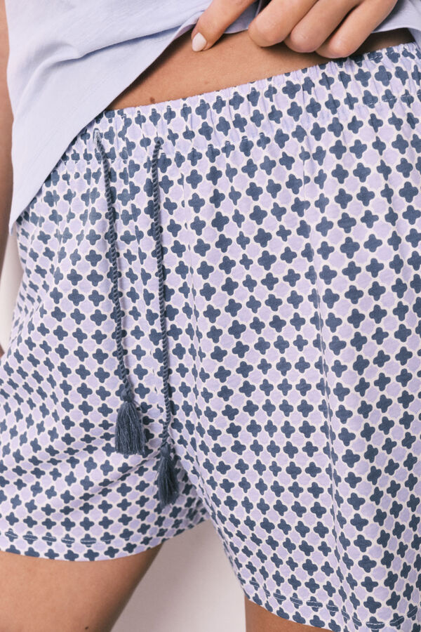 Women'secret Pijama corta de algod&oacute;n estampado lila morado/lila