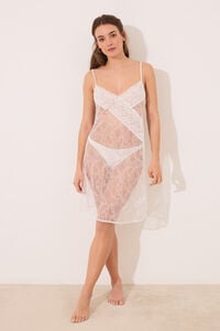 Womensecret Camisón corto encaje blanco marfil
