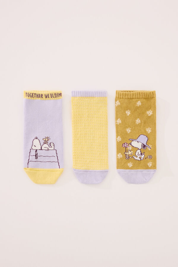Womensecret Pack de 3 calcetines short de Snoopy estampado