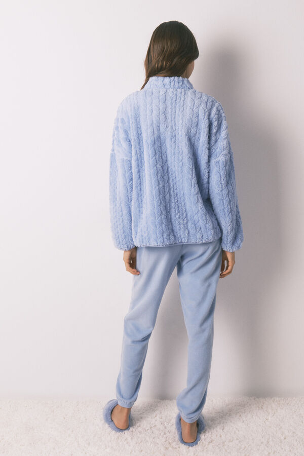 Women'secret Pijama larga de forro polar con cuello alto SmileyWorld&reg; azul