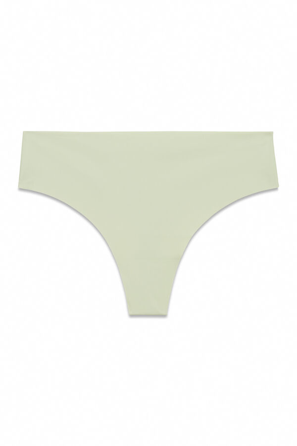 Women'secret Tanga de microfibra sin costuras verde verde
