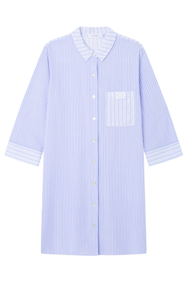 Womensecret Playera de dormir short de viscosa a rayas azul