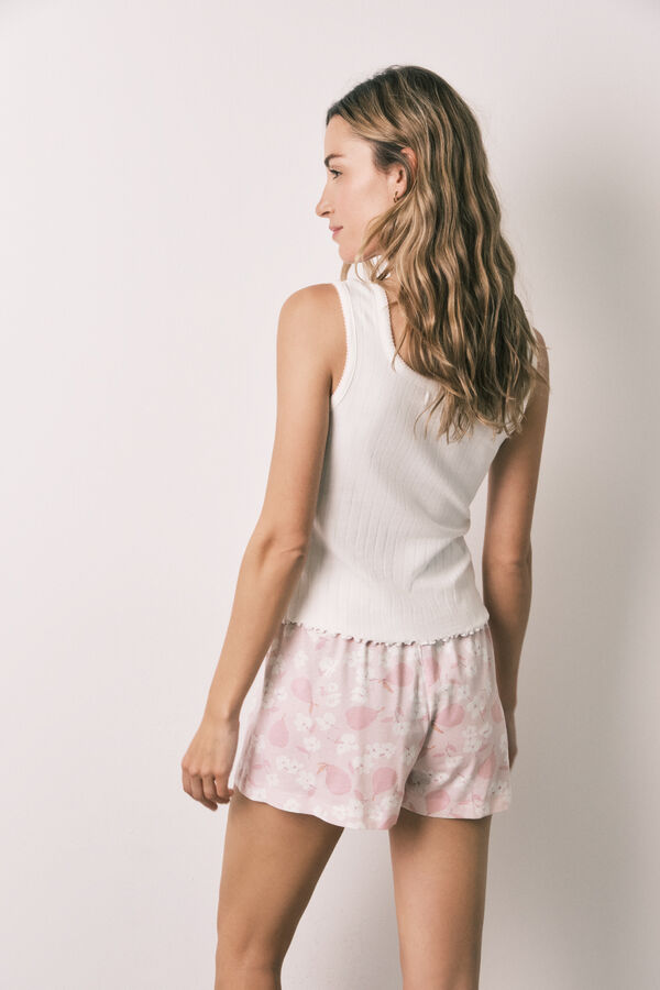 Women'secret Pijama corta de tirantes de algod&oacute;n blanco estampado