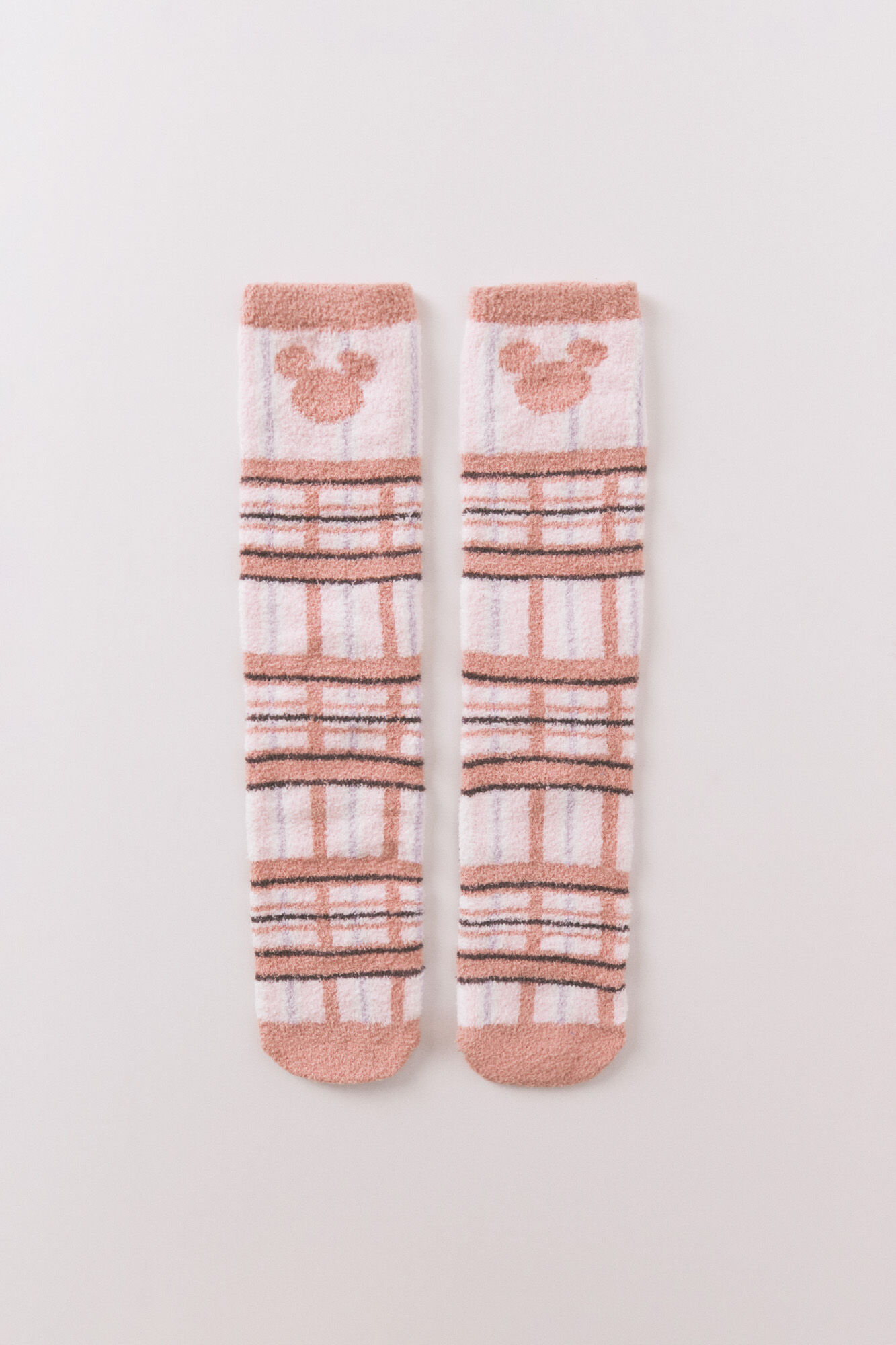Women'secret Calcetines largos de piel con estampado de cuadros de Mickey Mouse