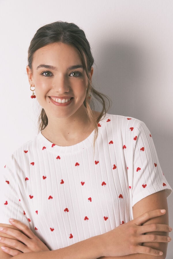 Women'secret Camis&oacute;n estampado Mickey Cherry blanco