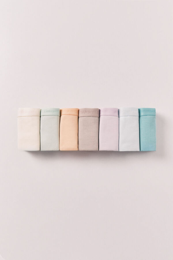 Women'secret Pack 7 panties anchas de algod&oacute;n lisas logo blanco