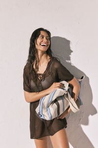 Women'secret Bolsa shopper de playa con estampado de rayas