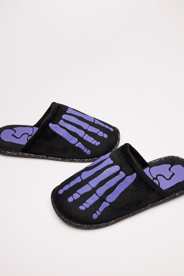 Womensecret Pantuflas esqueleto  negro