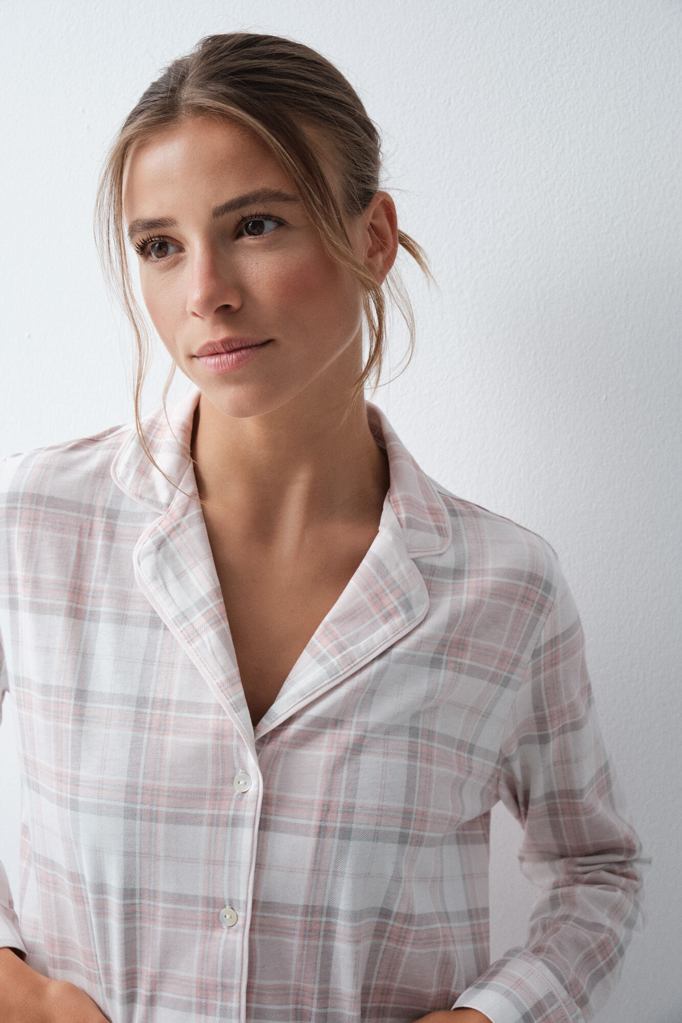 Women'secret Pijama larga camisera de algod&oacute;n a cuadros